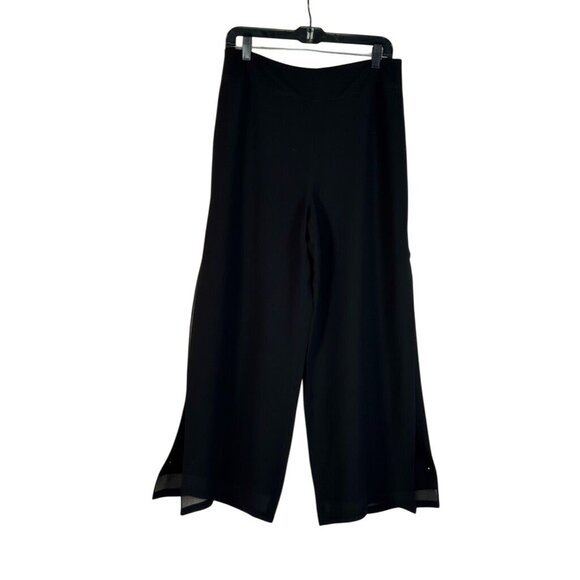 Modefia Womens Black Wide-Leg Pants With Sheer Side Panels Size Made In Korea Ra - Picture 1 of 7